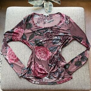 Y2K Vintage Sheer “Night Garden” Floral Top, Circa 2005